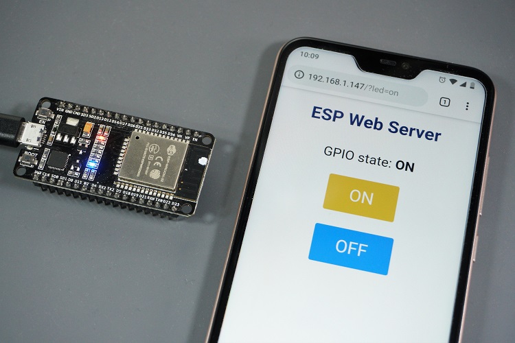 web server on smartphone and esp32